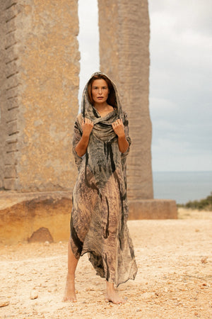 ANU DRESS CHIFFON GREY TIE DYE