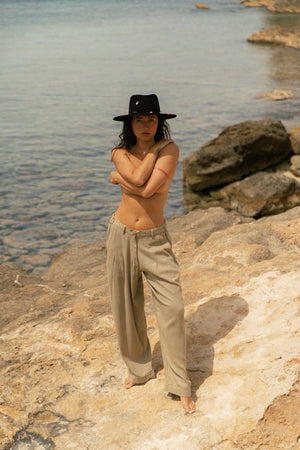 NORAH RAW SILK TROUSER MIST