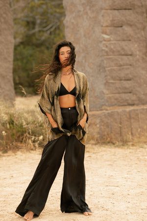 MAXI MIDI ROBE FEATHER GREEN