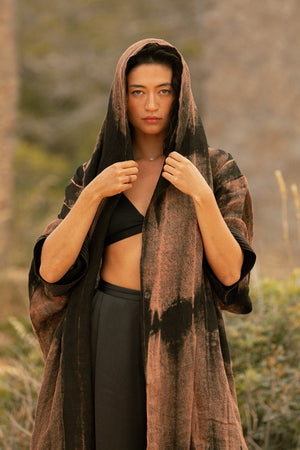 PETRA COWL ROBE LONG RED EARTH