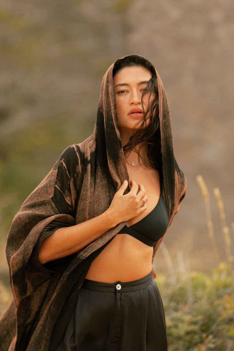 PETRA COWL ROBE LONG RED EARTH