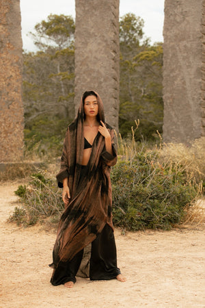 PETRA COWL ROBE LONG RED EARTH