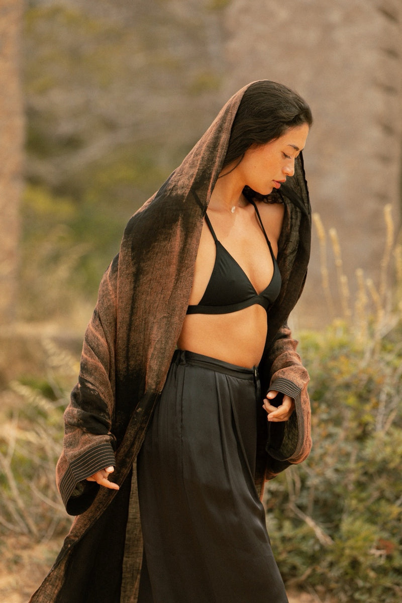 PETRA COWL ROBE LONG RED EARTH