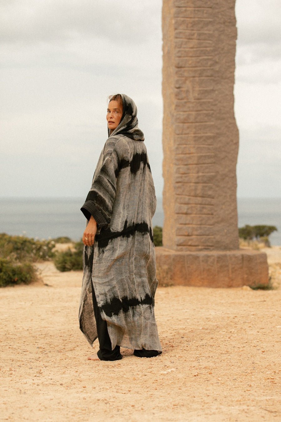 PETRA COWL ROBE LONG GREY