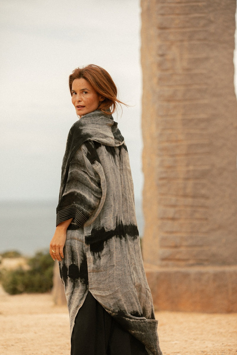 PETRA COWL ROBE LONG GREY