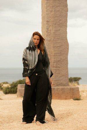 PETRA COWL ROBE LONG GREY