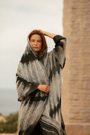 PETRA COWL ROBE LONG GREY