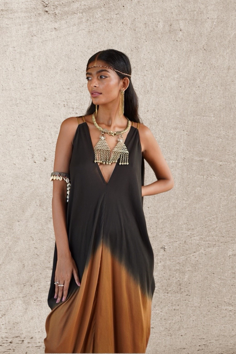 SUMERIAN DRESS LONG BLACK RED OMBRE hanamer SUMERIAN DRESS LONG BLACK RED OMBRE hanamer