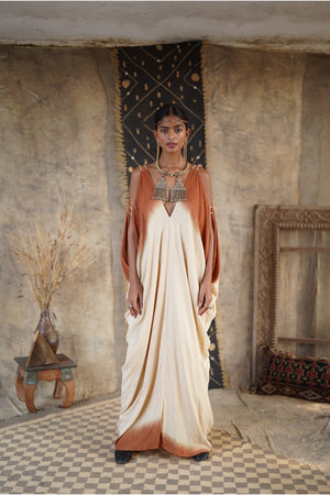 SUMERIAN DRESS LONG CREAM OMBRE