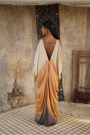 SUMERIAN DRESS LONG CREAM OMBRE