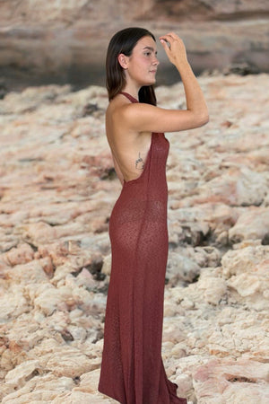 MARA HALTER DRESS BAKED CLAY