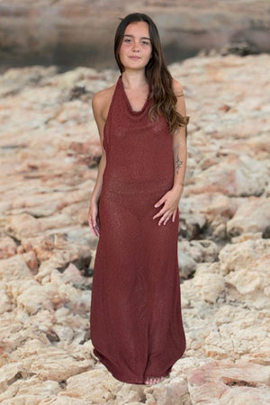 MARA HALTER DRESS BAKED CLAY