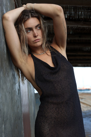 MARA HALTER DRESS BLACK