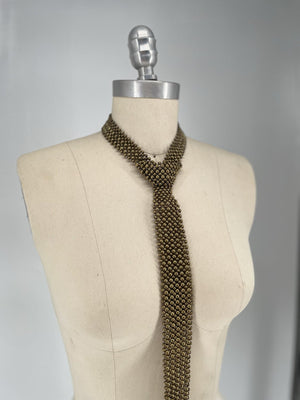 BEADED NECKTIE ANTIQUE GOLD