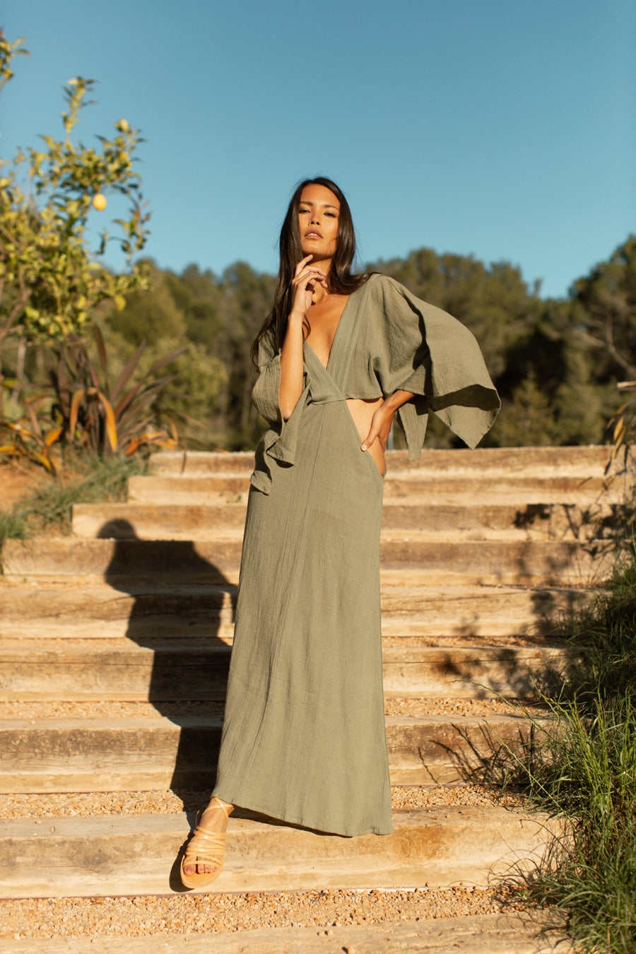 AURORA DRESS OLIVE hanamer AURORA DRESS OLIVE hanamer