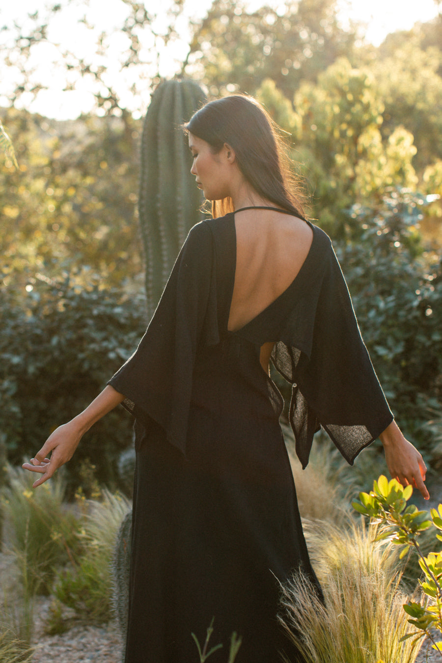 aurora dress brown Aurora Ruched Organic Cotton Maxi Dress Cacao / 1X