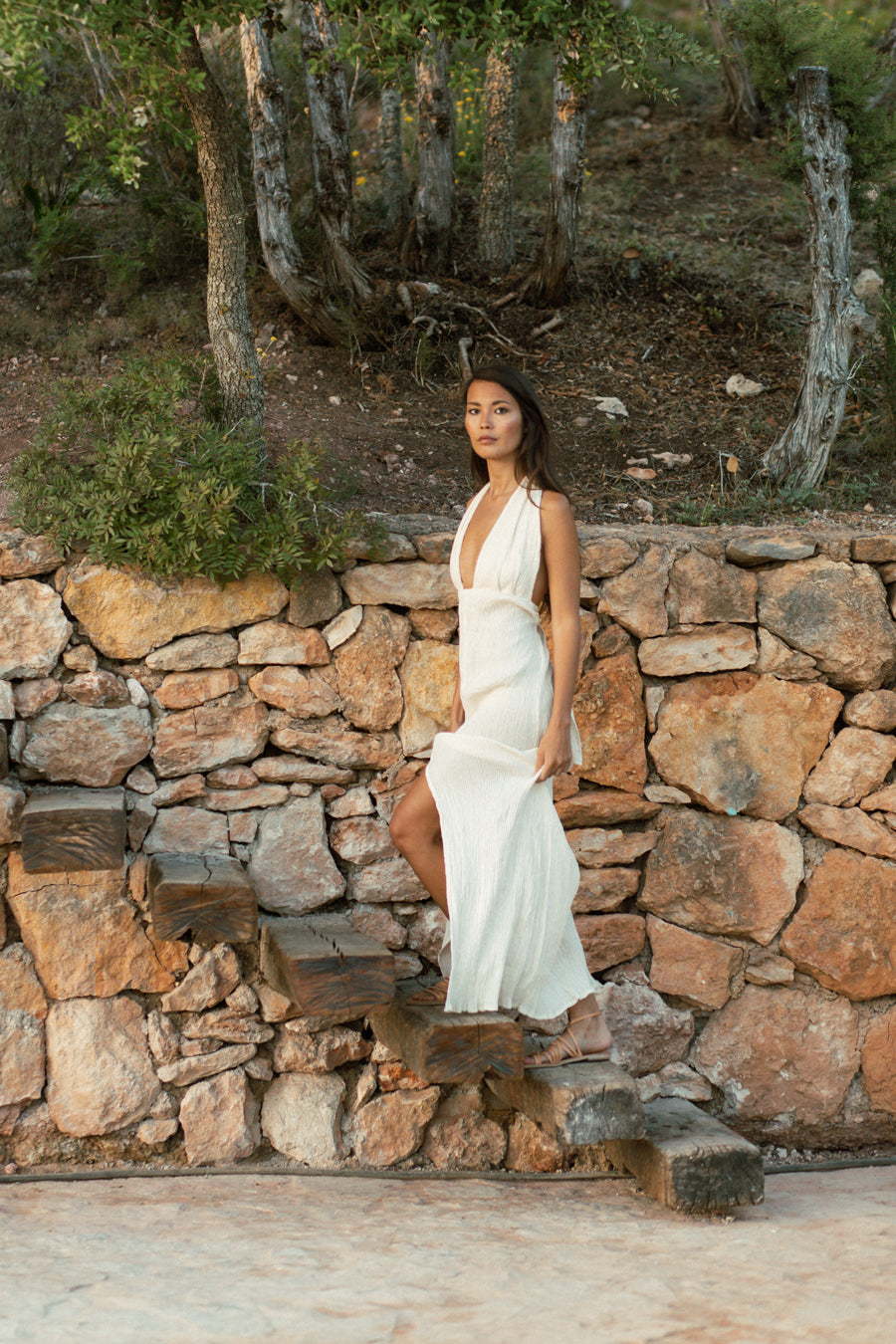 RAY HALTER DRESS ORGANIC COTTON WHITE – hanamer