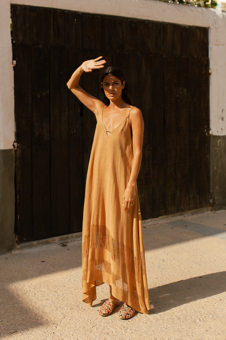 KIRIKO RAW SILK DRESS SAFFRON KIRIKO RAW SILK DRESS SAFFRON