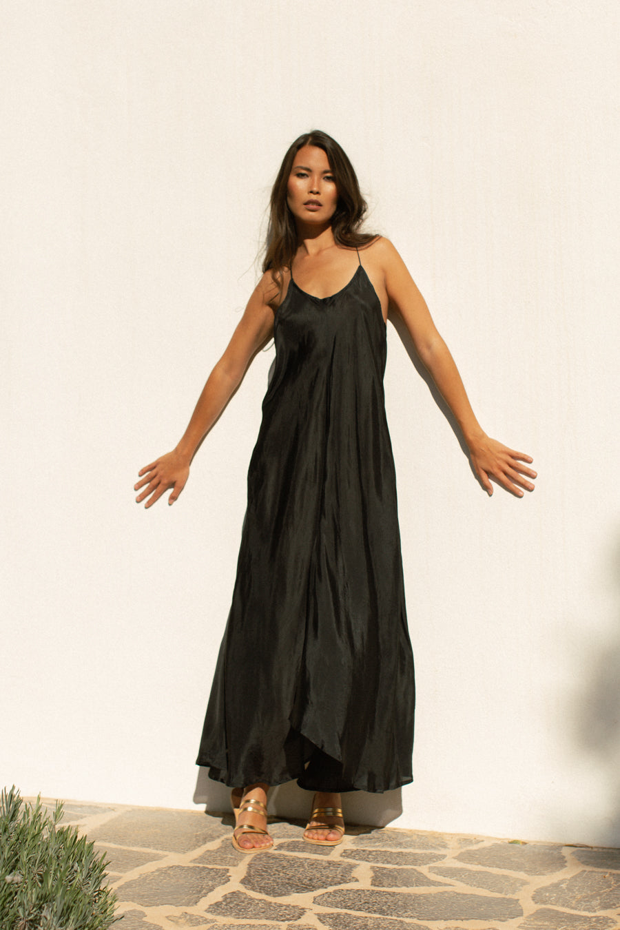 ZEN MAXI DRESS SILK BLACK hanamer ZEN MAXI DRESS SILK BLACK hanamer