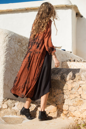 Ruby Duster Brick Brown Red Tiger's Tie dye