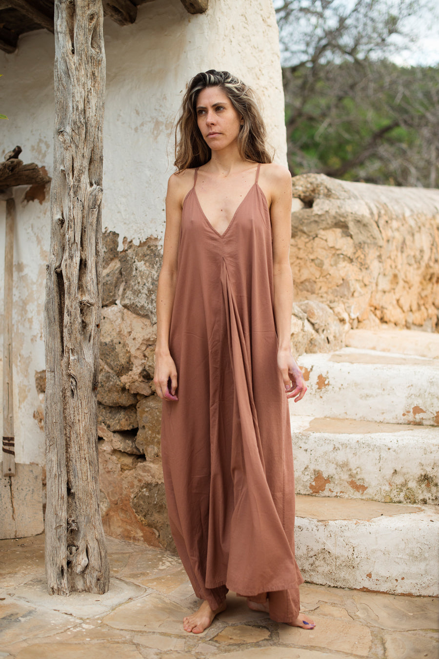CALI MAXI DRESS COPPER BROWN – hanamer