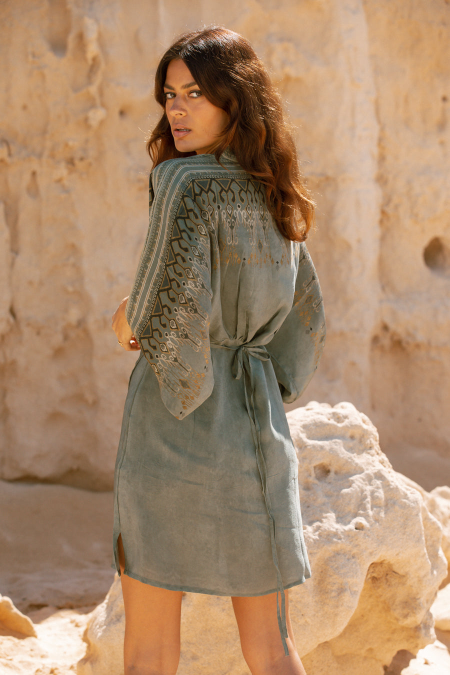Bohemian Digitally Printed Short Silk Dress