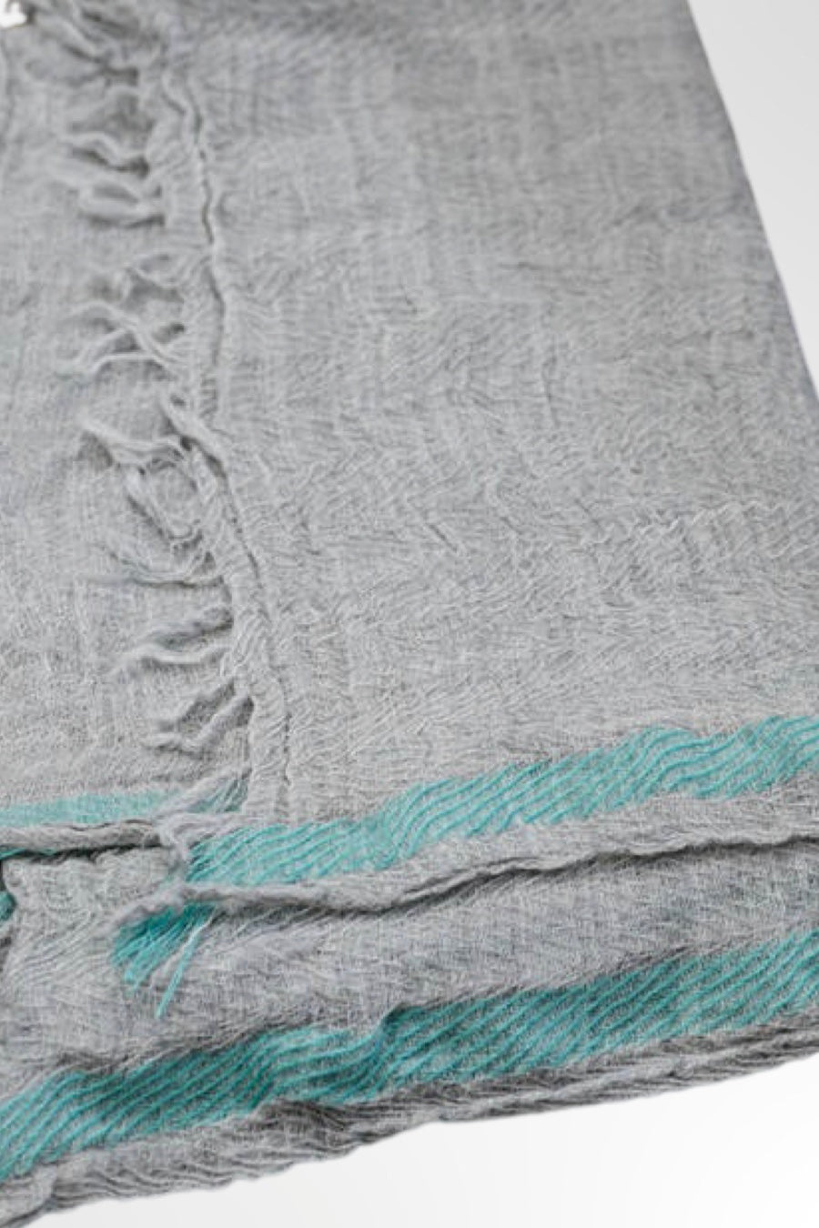 Palmoa Scarf Grey and Turquoise Wool