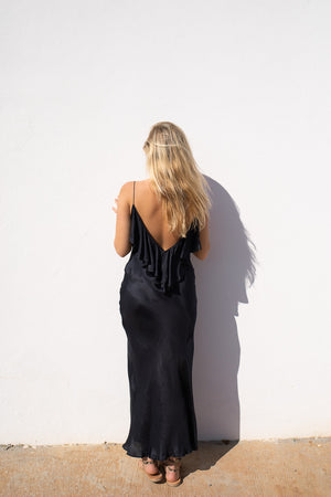 Flora Maxi Dress Black Silk 