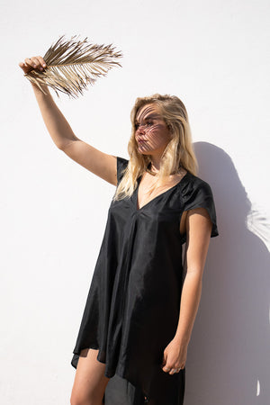 Lana Silk Black Sustainable Goddess Dress 