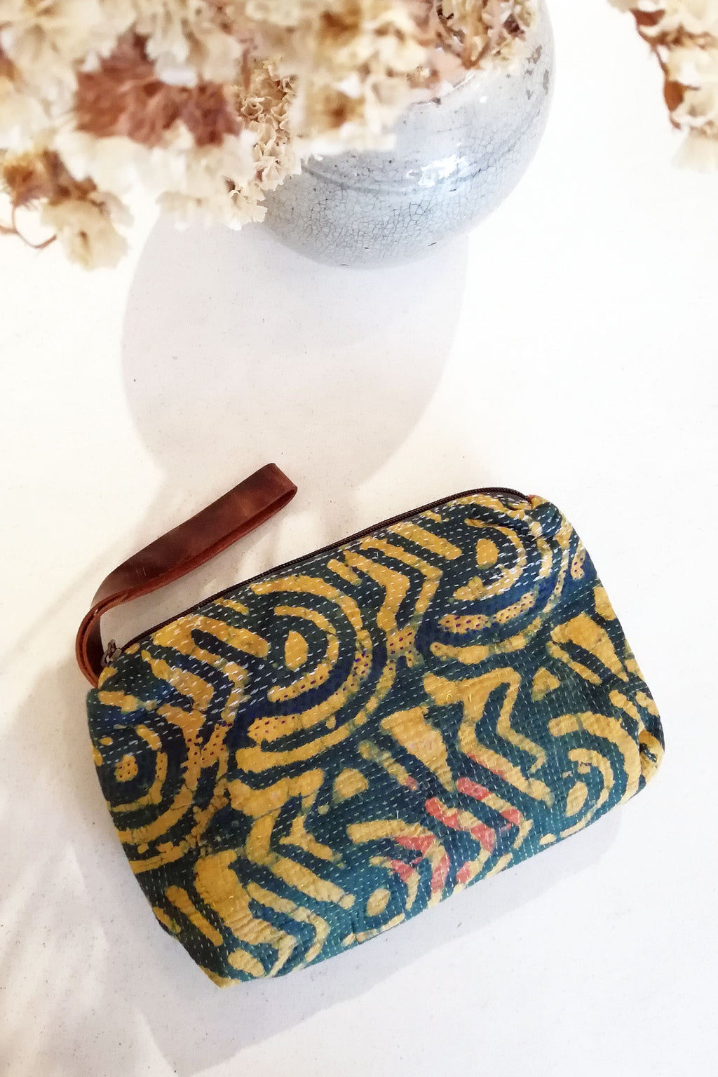 Block Print Wallet with Leather Strap