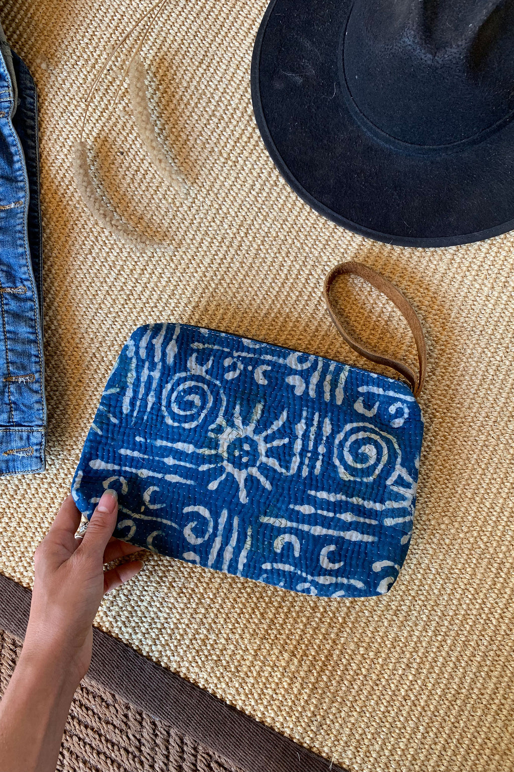 Boho Wallet Clutch in Indigo Printed Fabric