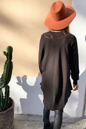 Bat Oversize Top Raw Silk Black 