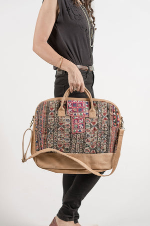 Boho Computer Bag with Antique Fabric