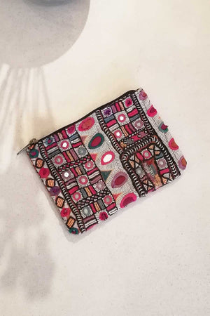 Boho Embroidery Wallet with Zipper