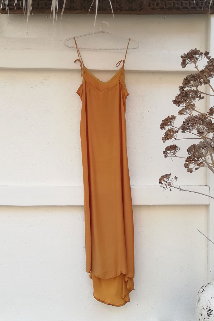 ROSE SILK SLIP DRESS COPPER – hanamer ROSE SILK SLIP DRESS COPPER – hanamer