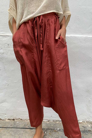 Dhoti Trousers Henna Silk Long Pants