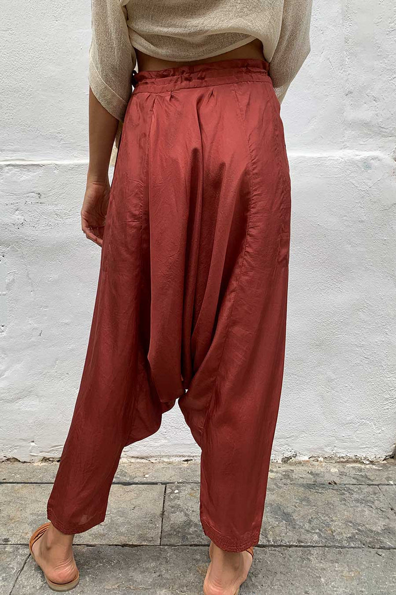 Dhoti Trousers Henna Silk Long Pants