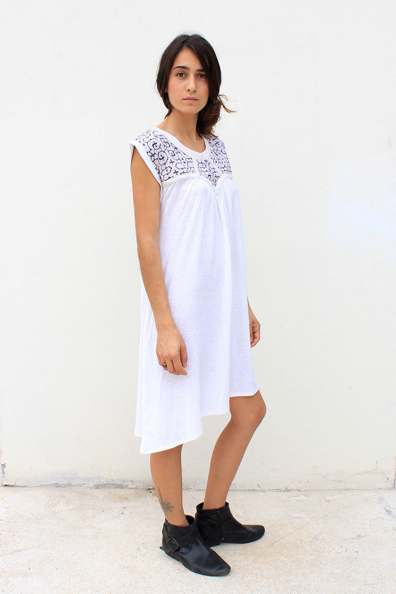 Short White Embroidery Dress