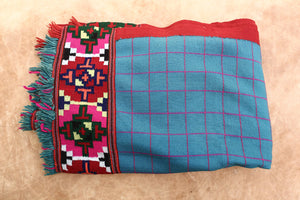 MADHU THROW BLANKET TURQUOISE AND PINK CHECK