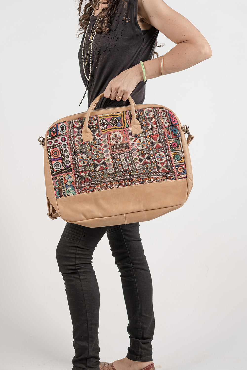 Boho Style Laptop Bag with Antique Embroidery