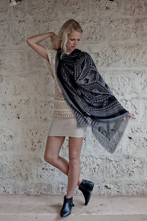 Back Tattoo Modal Scarf In Grey and Black