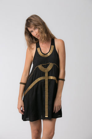 EGYPTIAN SHORT DRESS BLACK