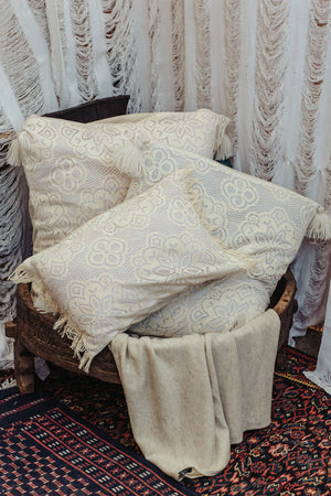 Crochet Off-White Boho Cushion Cover