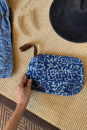 Indigo and Off-White Bohemian Clutch Bag