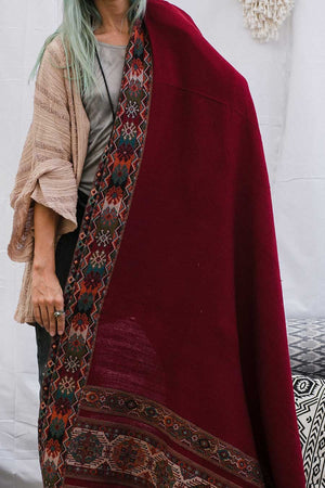 Kulu Shawl Maroon Harmony Wool Scarf Large Size 