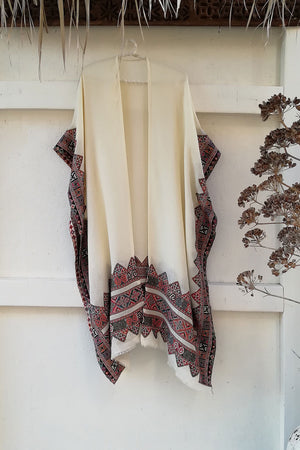 Off-White Kulu Poncho with Multicolor Embroidery