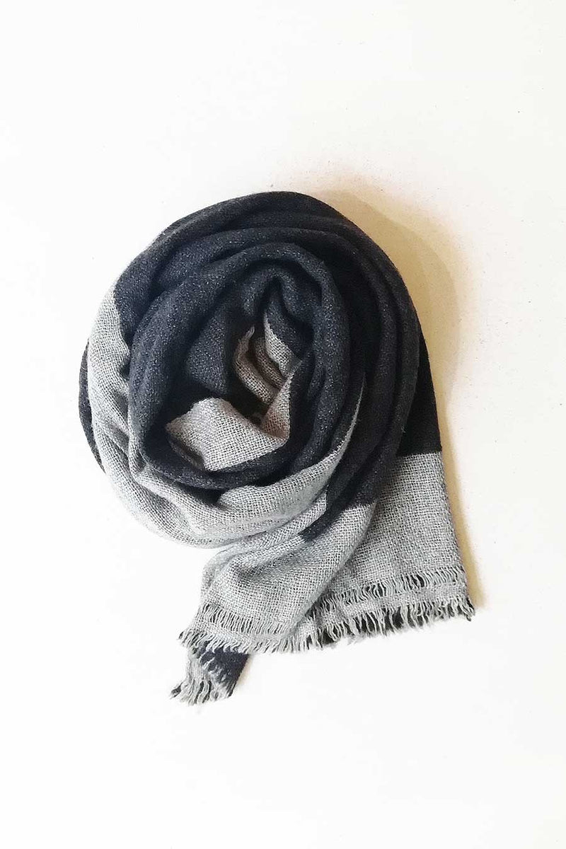Grey and Charcoal Unisex Reversible Scarf/Shawl