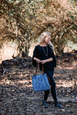 Indigo Vintage Fabric Shoulder Tote Bag