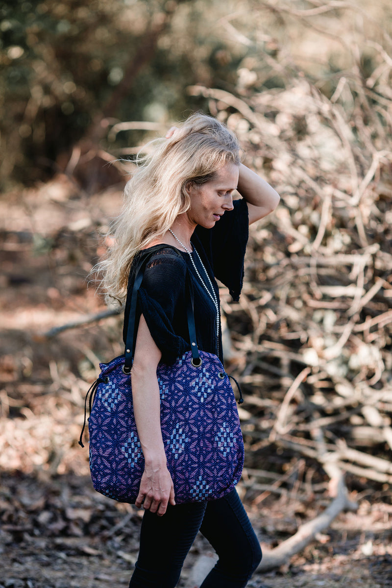 Purple and Blue Modern Bohemian Shoulder Handbag