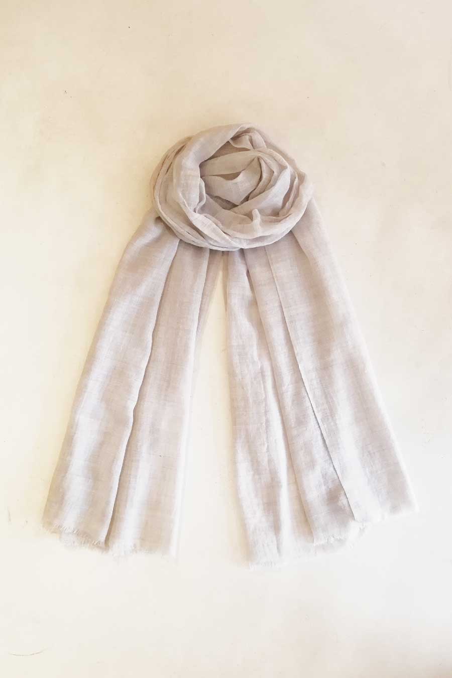 Off-White Light Silk and Wool Scarf